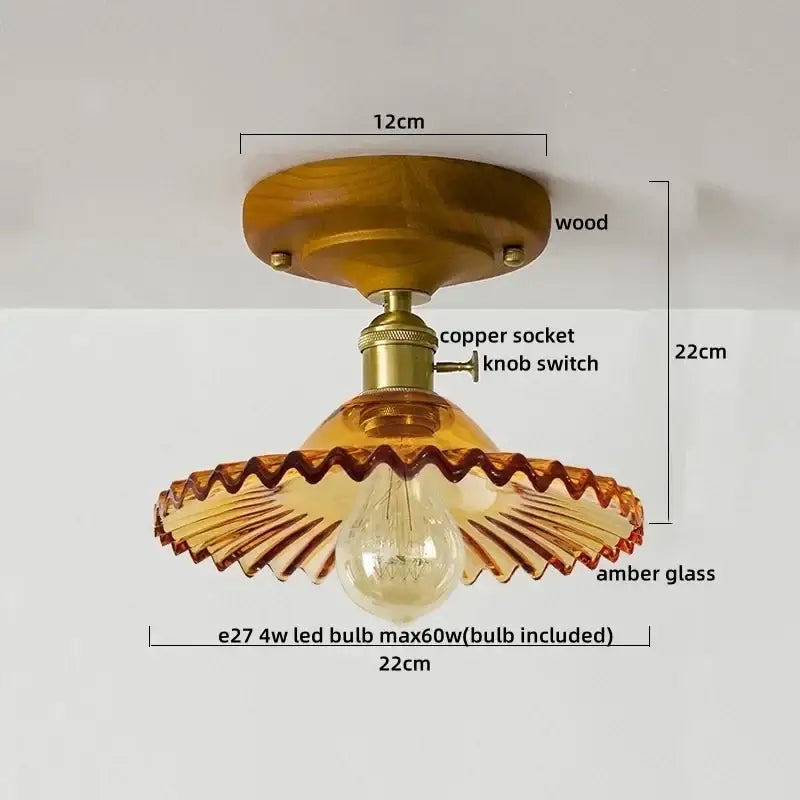 Floral etched led glass ceiling light for living room