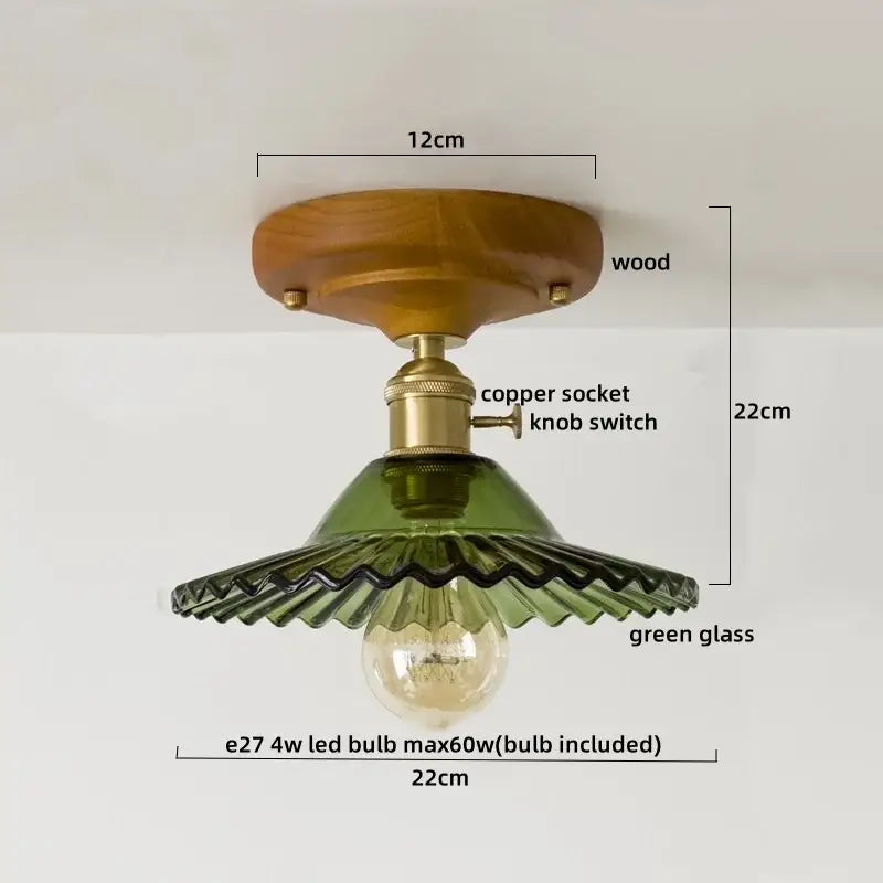 Floral etched led glass ceiling light for living room