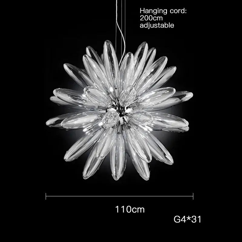 Modern white & silver flower led globe pendant light dining room