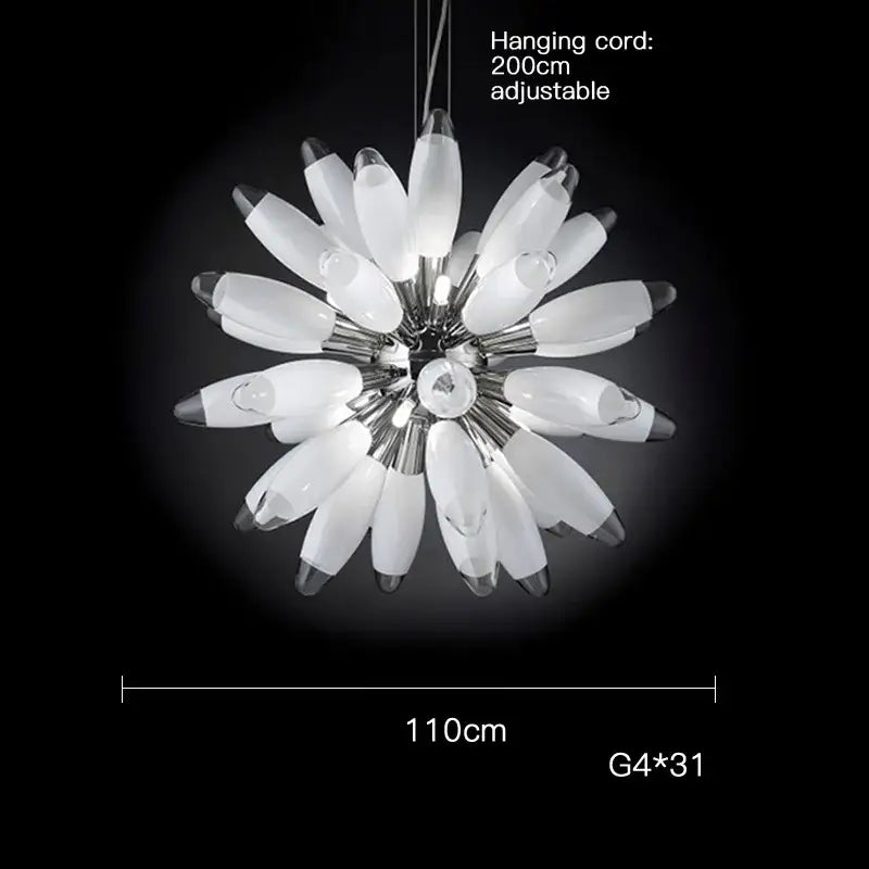 Modern white & silver flower led globe pendant light dining room
