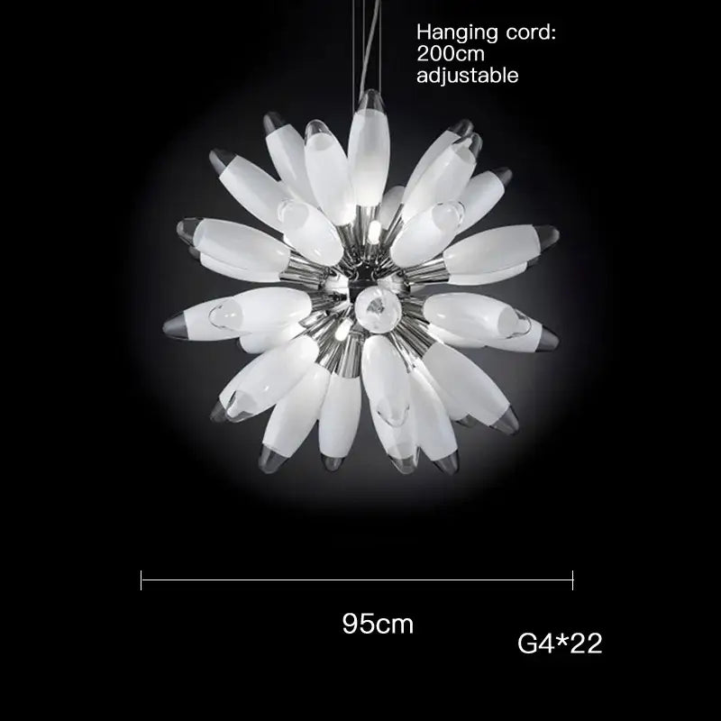 Modern white & silver flower led globe pendant light dining room