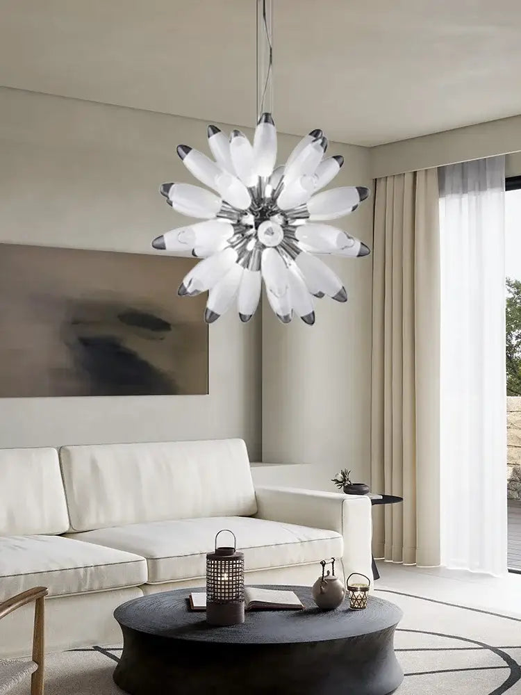 Modern white & silver flower led globe pendant light dining room