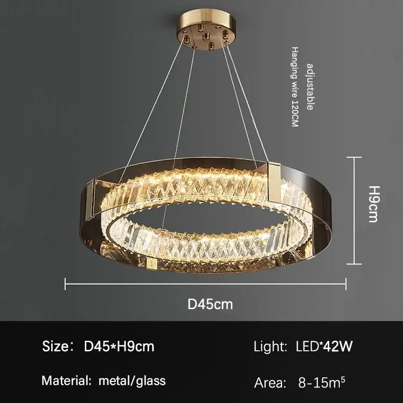 Modern gold crystal glass ceiling chandelier for living room