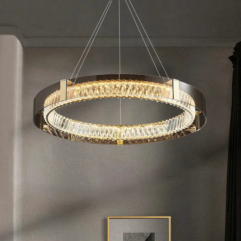 Modern gold crystal glass ceiling chandelier for living room