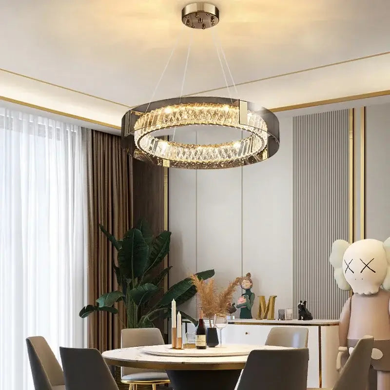 Modern gold crystal glass ceiling chandelier for living room