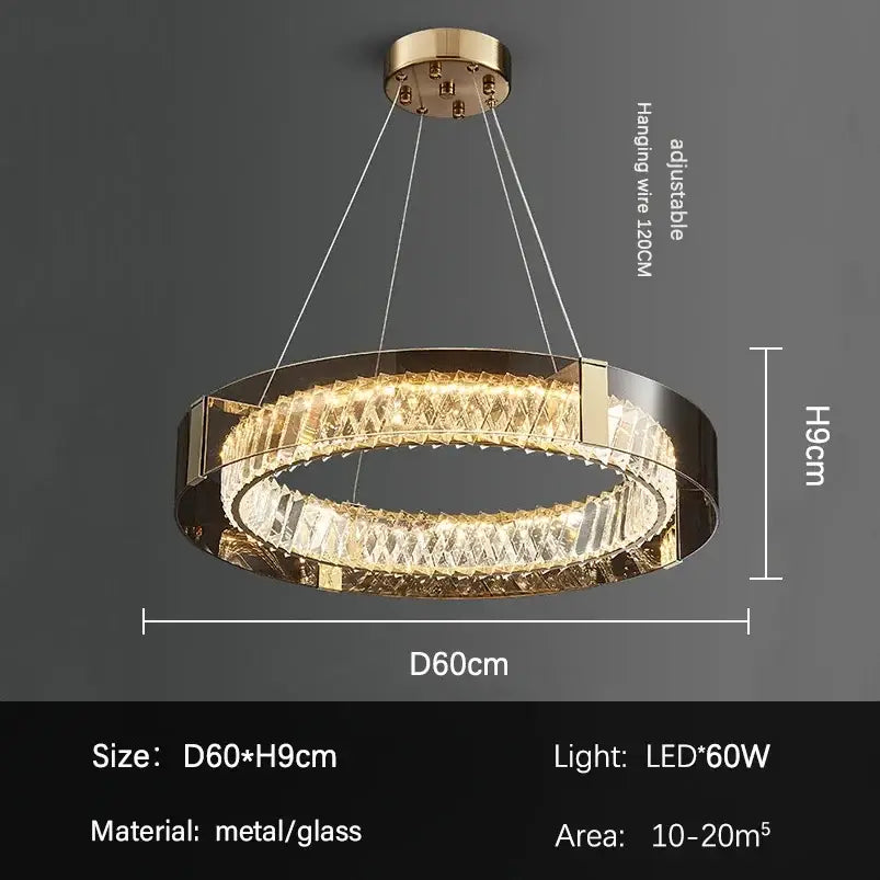 Modern gold crystal glass ceiling chandelier for living room