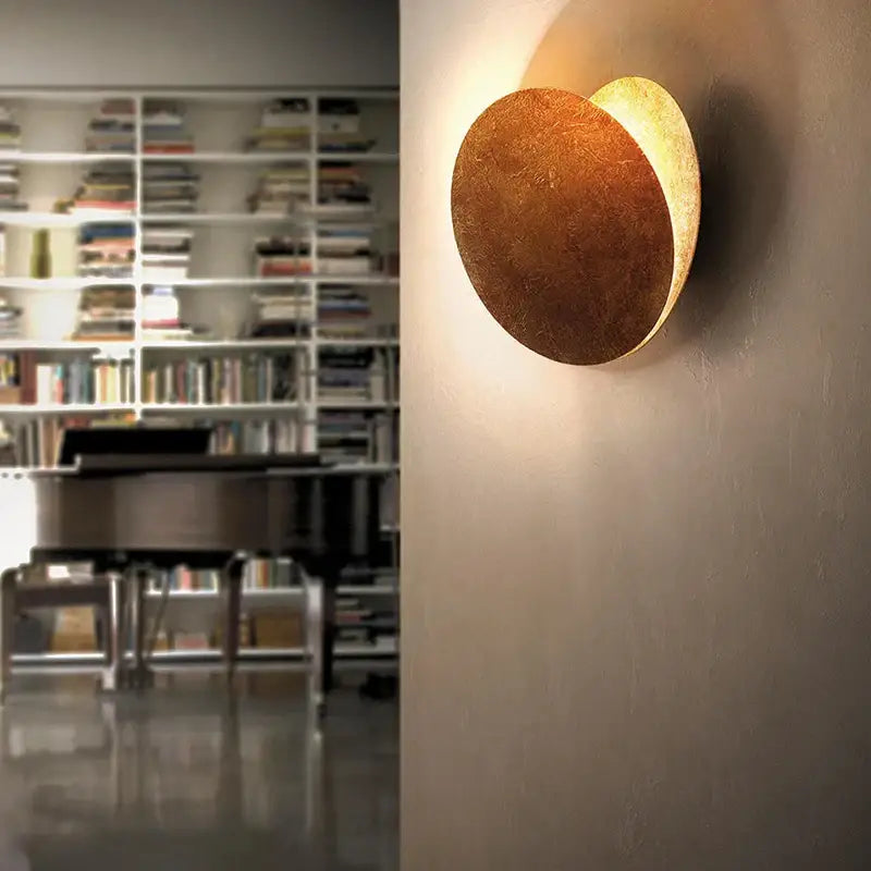 Modern golden brown led gold eclipse wall lamp for bedroom