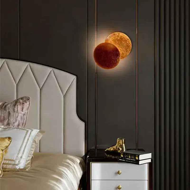 Modern golden brown led gold eclipse wall lamp for bedroom