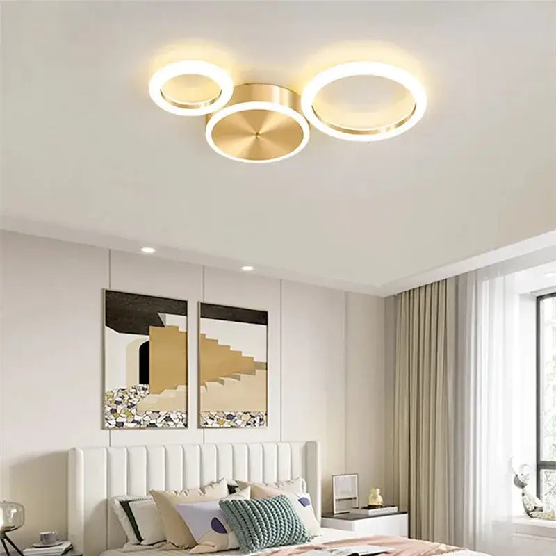 Modern gold ring chandelier living room led circular light fixture