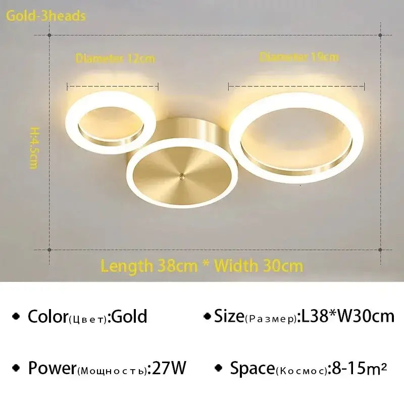 Modern gold ring chandelier living room led circular light fixture