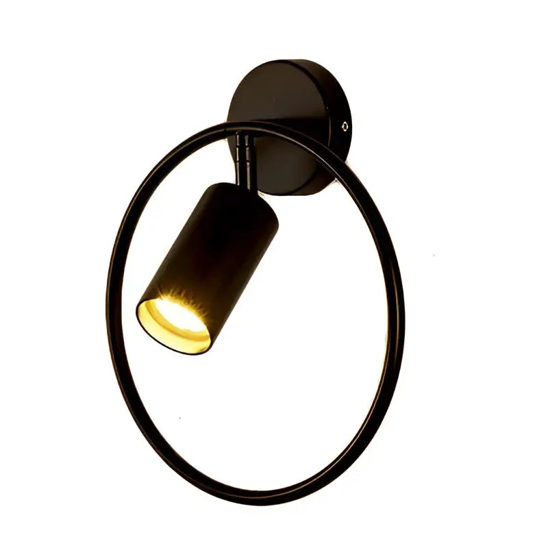Modern black & gold led ring wall lamp bedroom spotlight