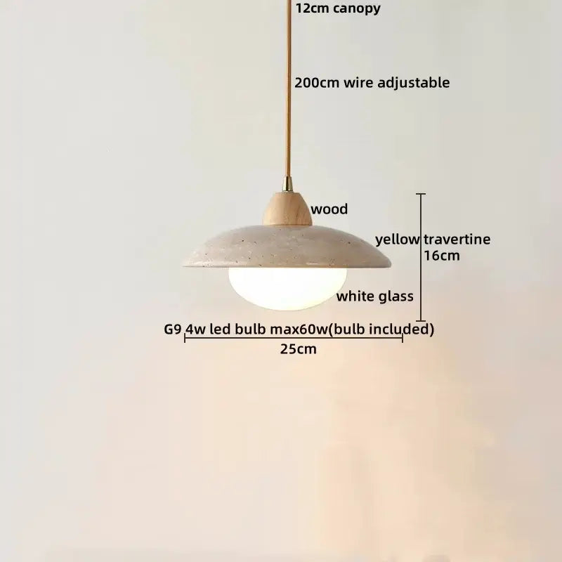 Modern travertine and glass gourd pendant light living room fixture
