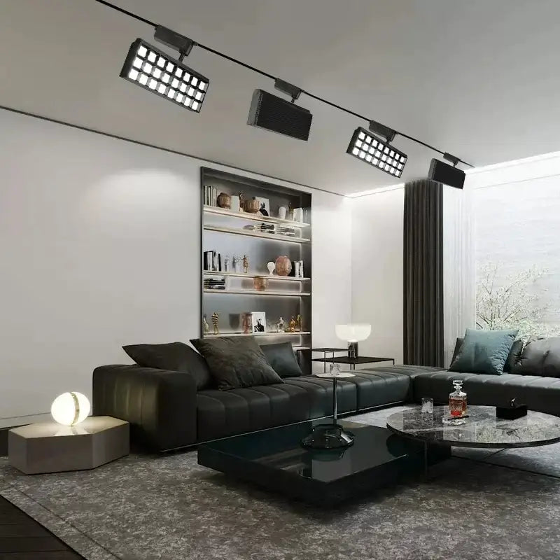 Modern black led grille track light for clothing store ceiling rail