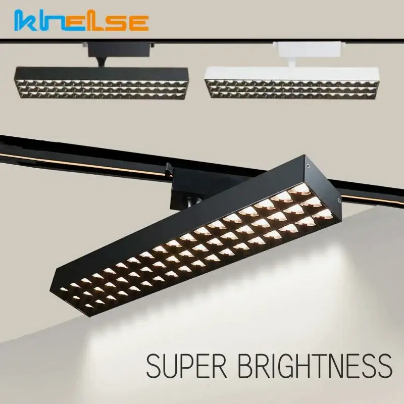 Modern black led grille track light for clothing store ceiling rail