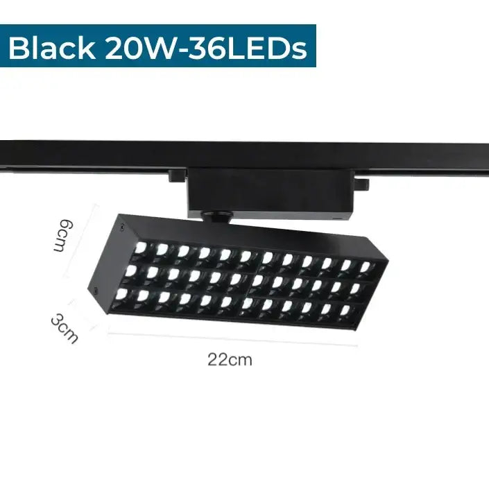 Modern black led grille track light for clothing store ceiling rail