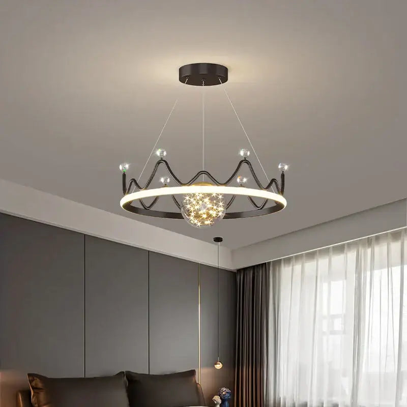 Modern gold & white crown led gypsophila chandelier living room light