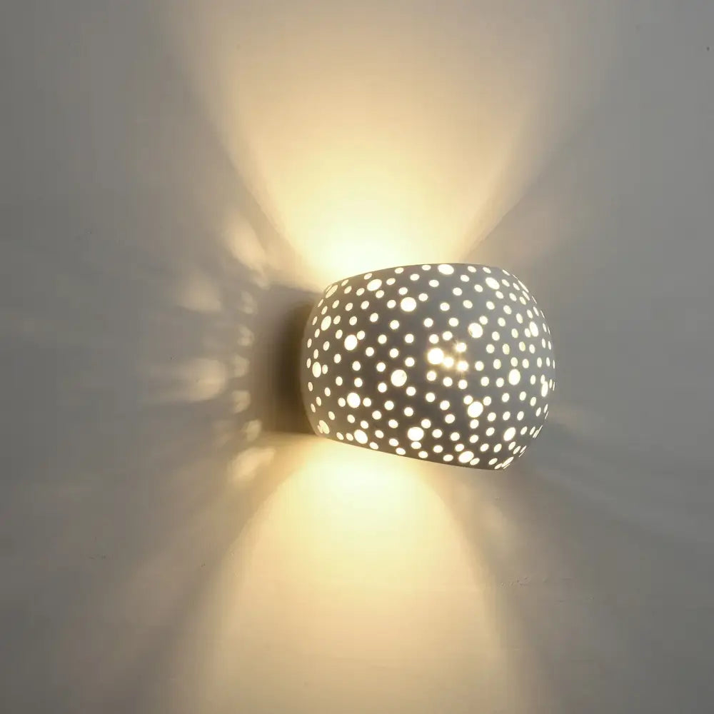 Modern white sphere led gypsum wall sconce bedroom warm light