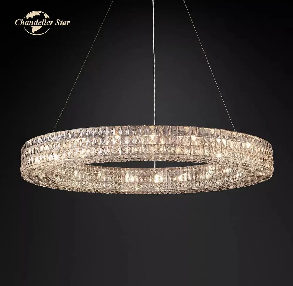 Modern led halo crystal chandelier for dining room