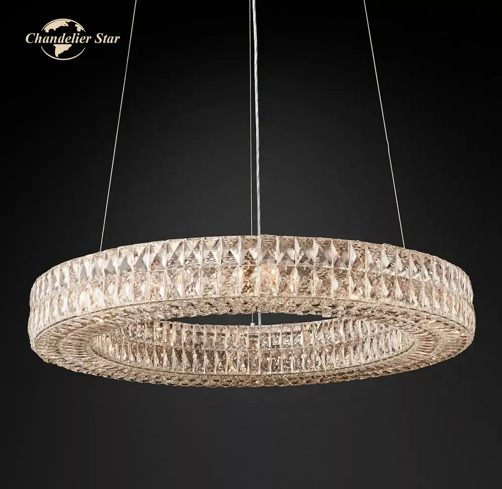Modern led halo crystal chandelier for dining room