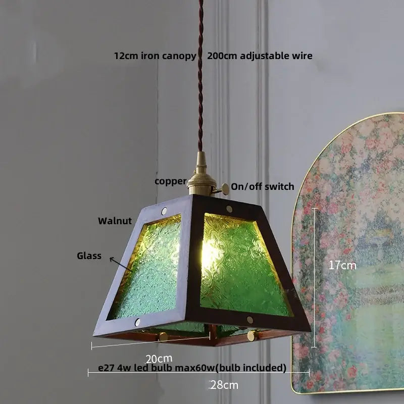 Decorbites led hanging lamp brass & walnut wood dining room pendant