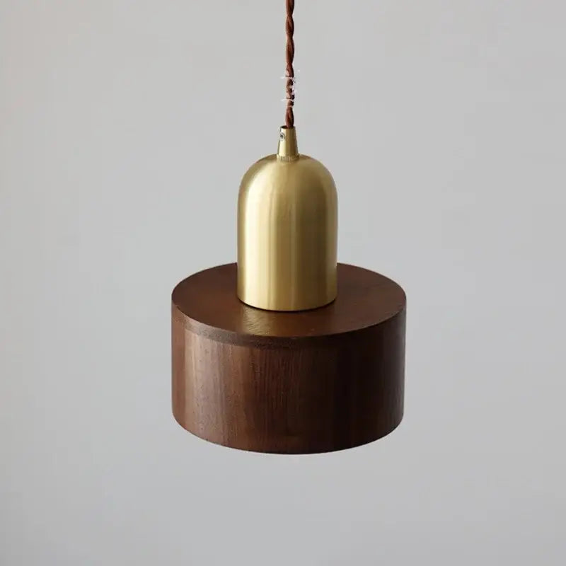 Decorbites led hanging lamp brass & walnut wood dining room pendant