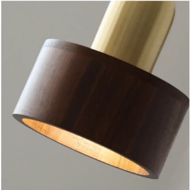Decorbites led hanging lamp brass & walnut wood dining room pendant