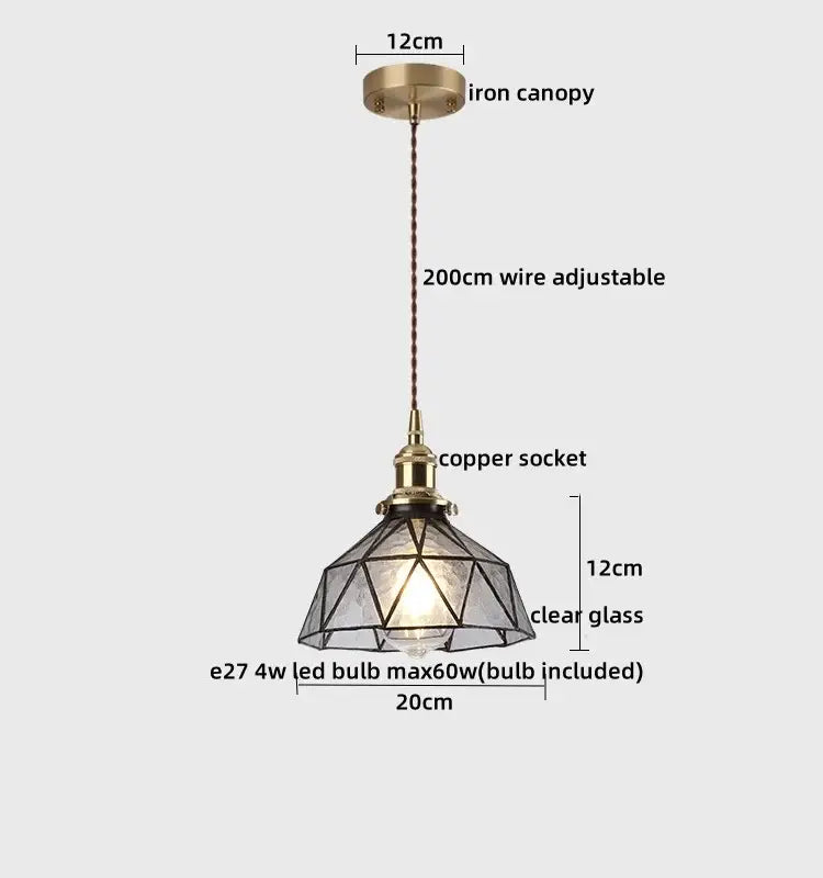 Modern brass and glass decorbites led hanging lamp bedroom light