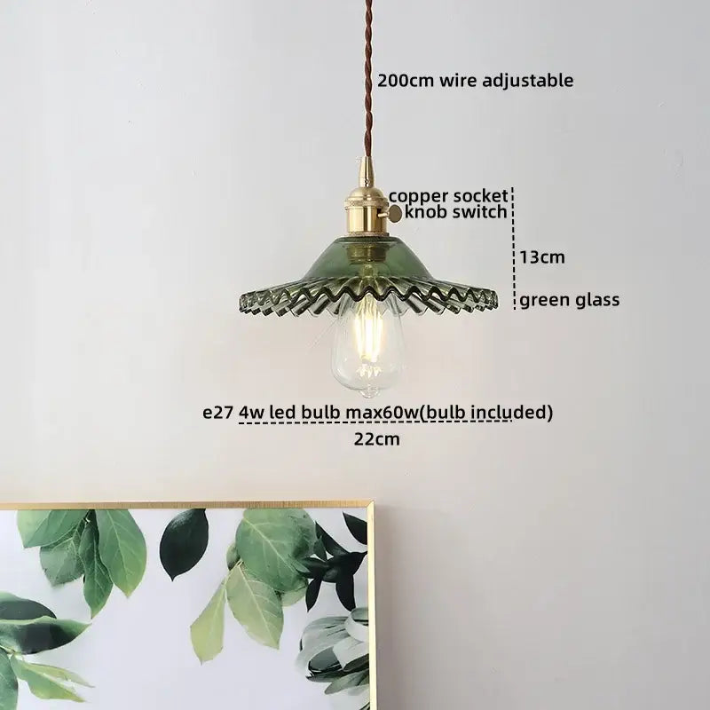 Modern brass and glass decorbites led hanging lamp bedroom light
