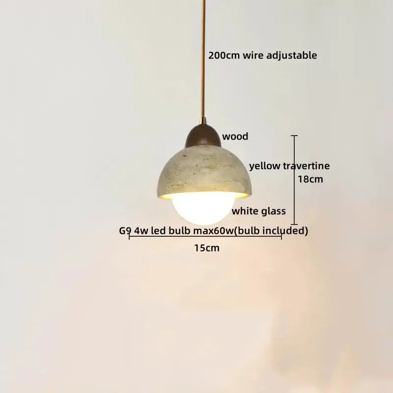 Rustic concrete and wood led hanging lamp dining room pendant