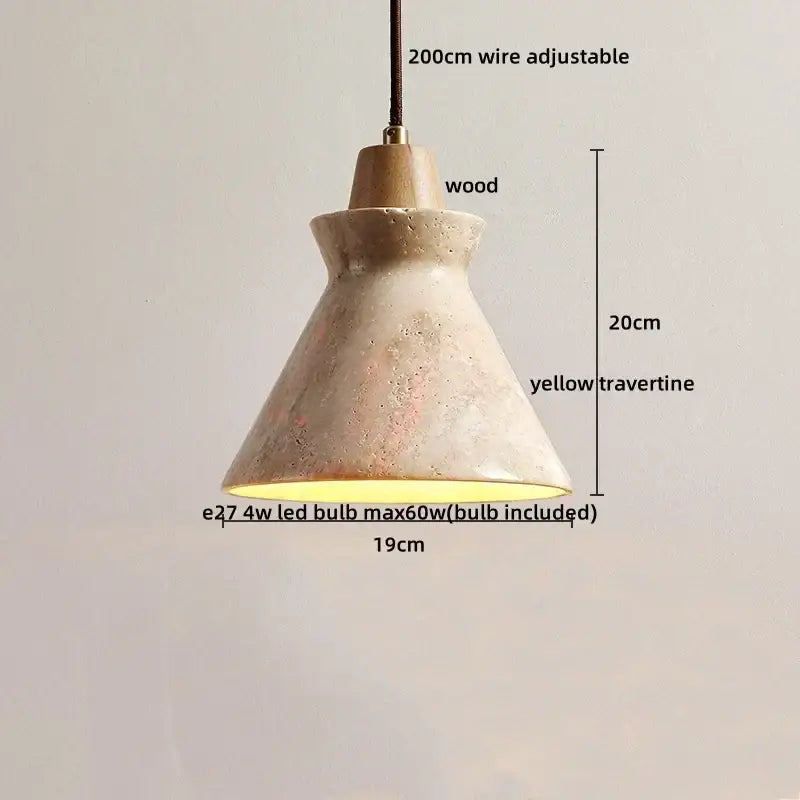Rustic concrete and wood led hanging lamp dining room pendant