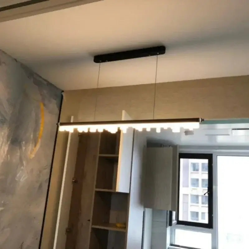 Modern gold linear led hanging lamps for dining room