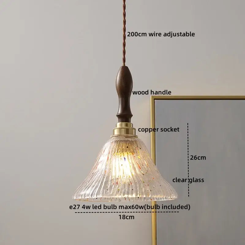 Modern hand blown glass led hanging light bronze bedroom pendant