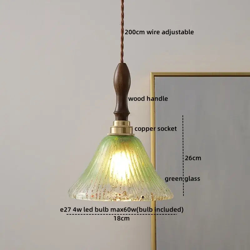 Modern hand blown glass led hanging light bronze bedroom pendant