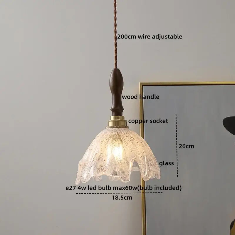 Modern hand blown glass led hanging light bronze bedroom pendant
