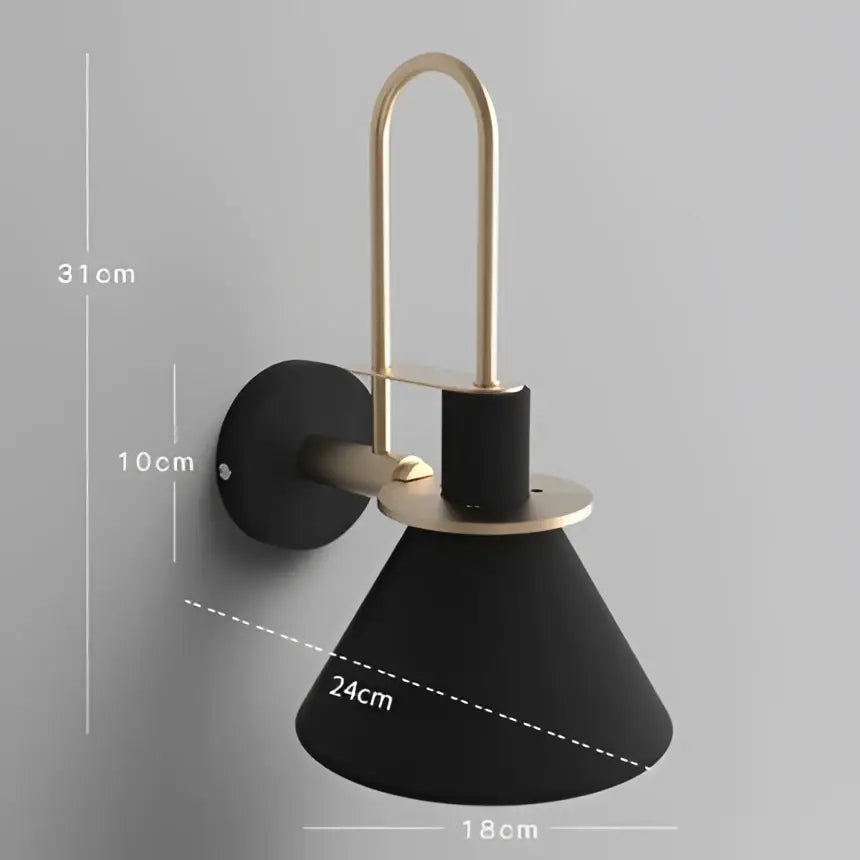 Modern black and brass led horn wall lamp for bedroom warm light