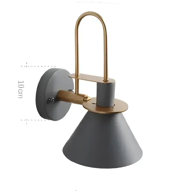 Modern black and brass led horn wall lamp for bedroom warm light