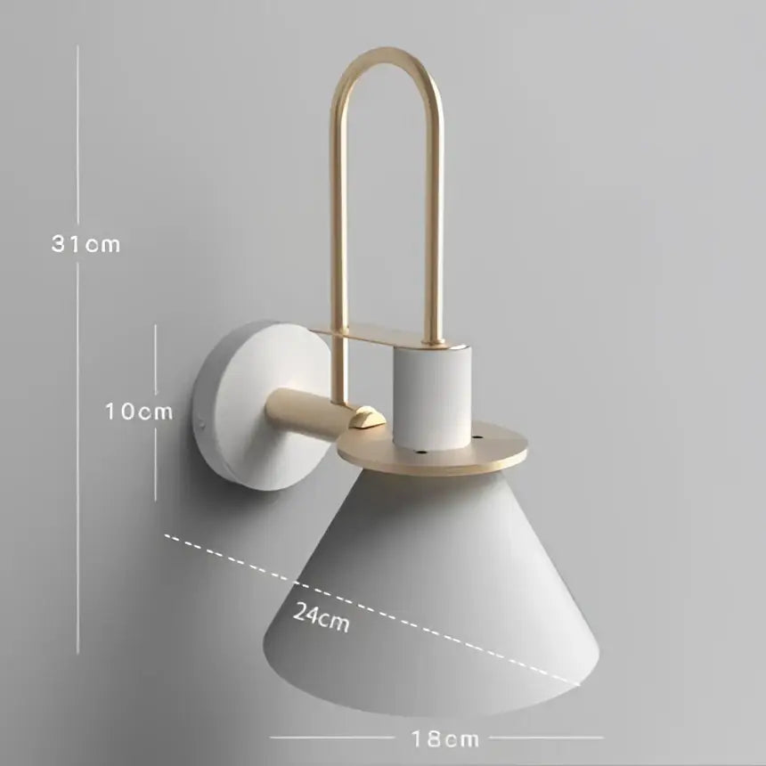 Modern black and brass led horn wall lamp for bedroom warm light