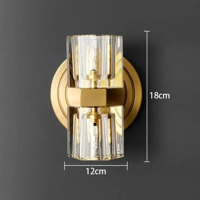 Modern gold faceted glass led indoor bedside lamp bedroom sconce