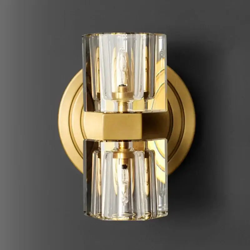 Modern gold faceted glass led indoor bedside lamp bedroom sconce