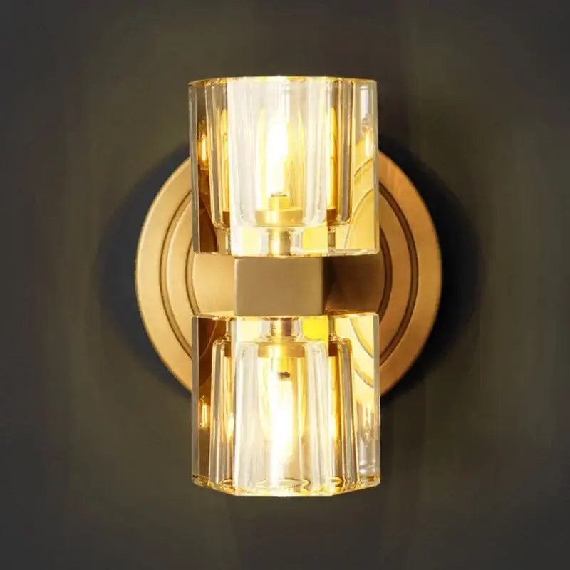 Modern gold faceted glass led indoor bedside lamp bedroom sconce