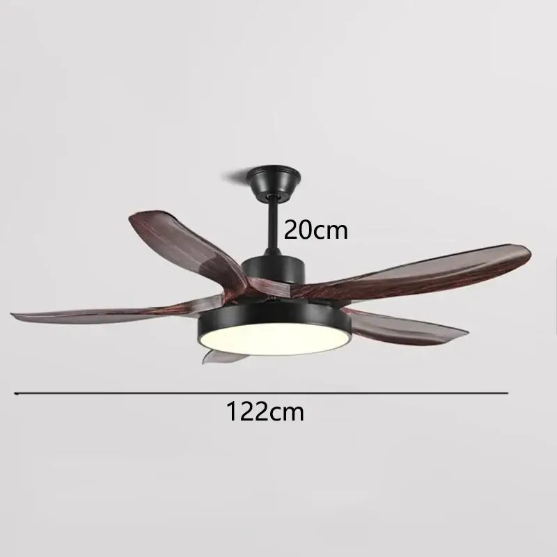 Modern black and dark wood ceiling fan lights living room