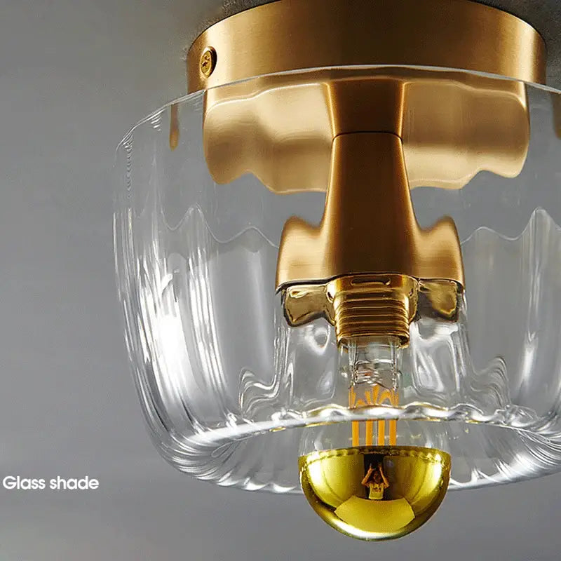 Modern gold and clear faceted led indoor glass wall sconce living room