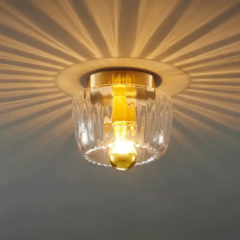 Modern gold and clear faceted led indoor glass wall sconce living room