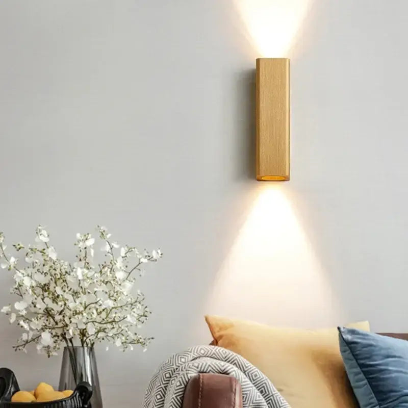 Modern wood and metal indoor wall lamp bedroom sconce