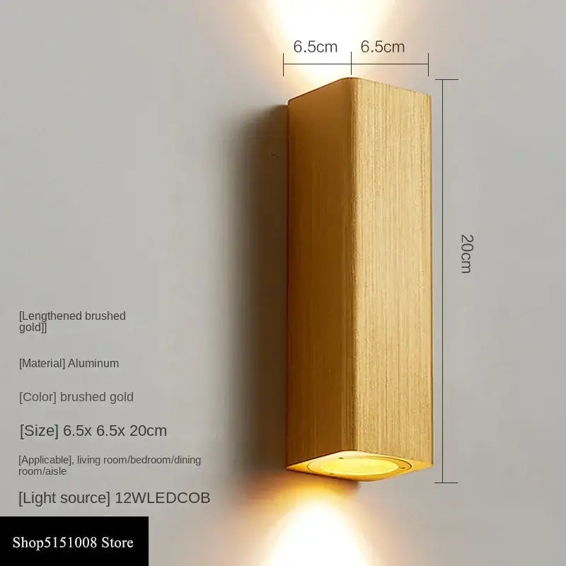 Modern wood and metal indoor wall lamp bedroom sconce