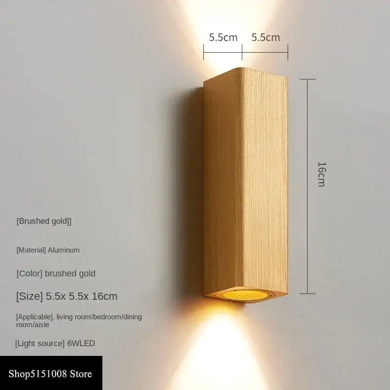 Modern wood and metal indoor wall lamp bedroom sconce