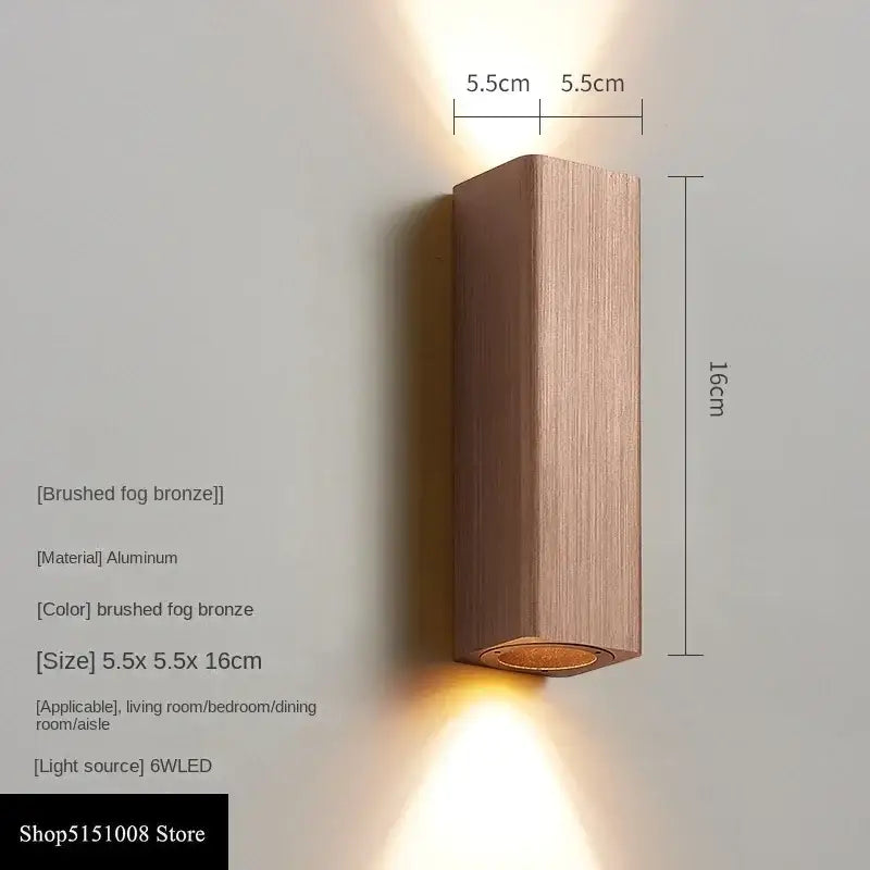 Modern wood and metal indoor wall lamp bedroom sconce