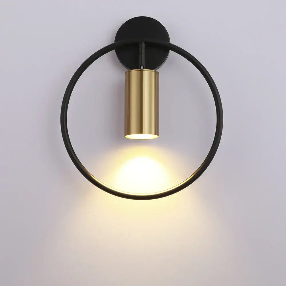 Minimalist gold circular led indoor wall lamp bedroom sconce