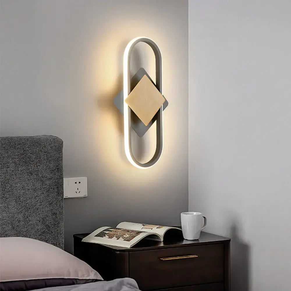 Modern oval wood decorbites led indoor wall light bedroom sconce