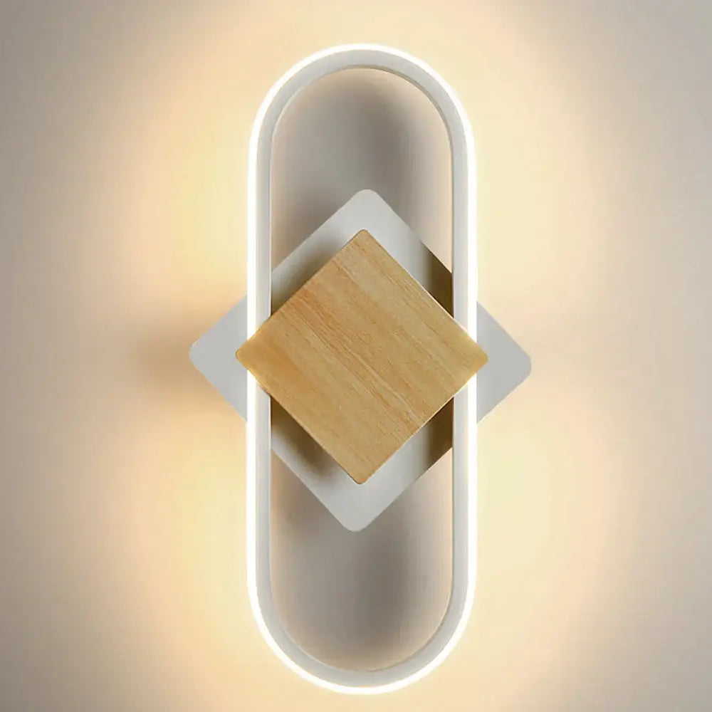 Modern oval wood decorbites led indoor wall light bedroom sconce